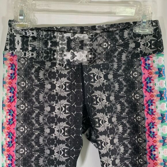 Prana Leggings Women's Small Grey Floral Pull On Mid Rise 20" Inseam - Picture 2 of 7